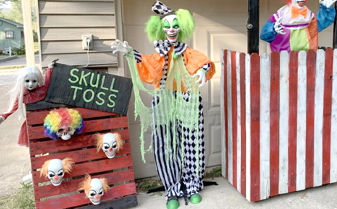 Killer Clown Halloween Prop with other Halloween Decors