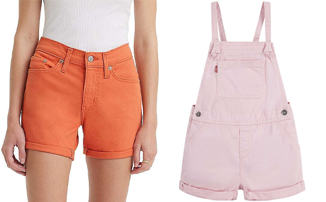 Levis Womens Mid Length Jean Shots and Levis Girls Knotted Strap Shortalls
