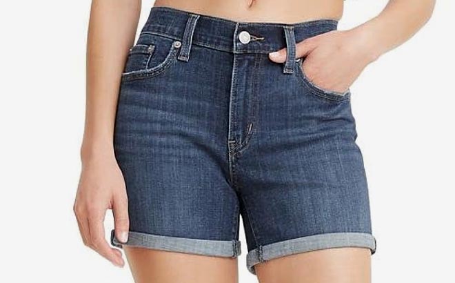 Levis Womens Mid Length Shorts Lapis Smile Medium Indigo