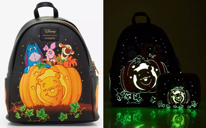 Loungefly Disney Winnie The Pooh Pumpkin Mini Backpack Glowing in the Dark