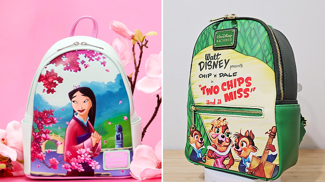 Loungefly Mulan 25th Anniversary Backpack and Loungefly Disney Chip and Dale Backpack