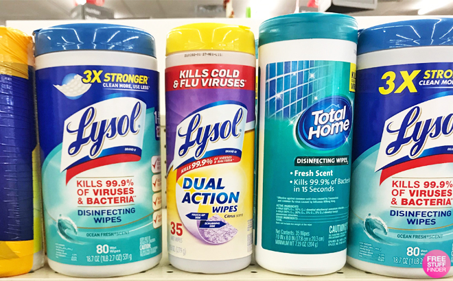 Lysol Disinfectant Wipes on a Shelf