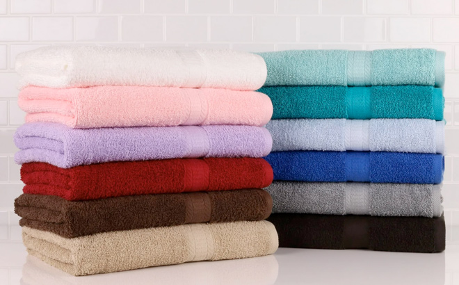 Mainstays Basic Solid 18 Piece Bath Towel Set Collection