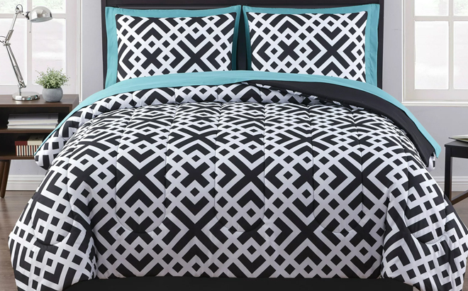 Mainstays Black Geometric 8 Piece Queen Comforter Set Mainstays Black Geometric 8 Piece Queen Comforter Set