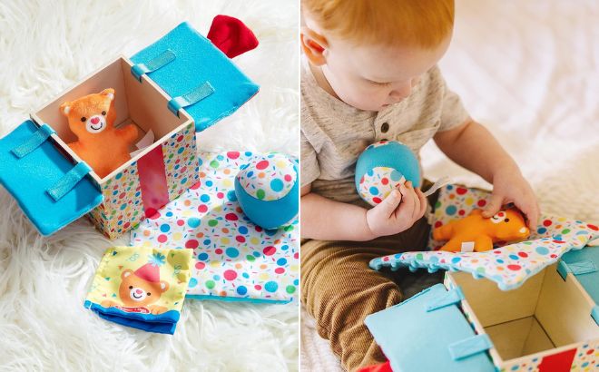 Melissa Doug Wooden Surprise Gift Box Infant Toy Set