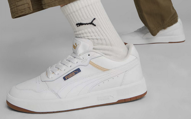 Men Wearing Puma Mens Court Ultra Sneakers in White