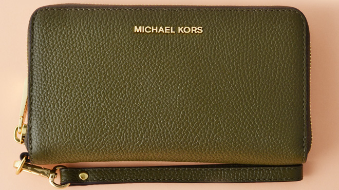 Michael Kors Large Smartphone Wristlet in Olive