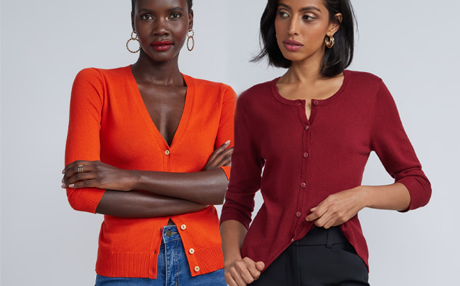 Models Wearing New York Company Cardigans