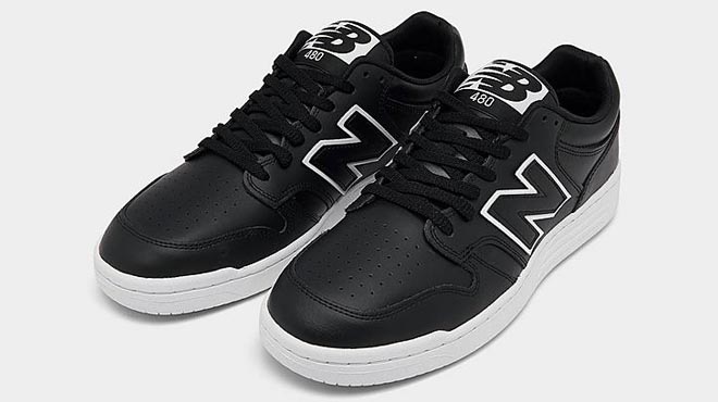 New Balance Mens BB480 Casual Shoes Black with White New Balance Mens BB480 Casual Shoes Black with White