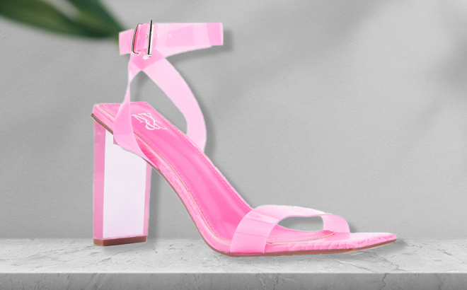New York Company Lucite Single Band Heel in Hot Pink