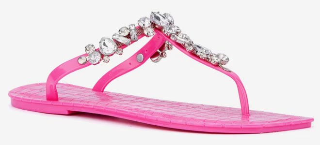 New York and Company Bling Jelly Thong Slippers