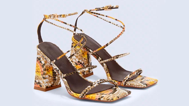 New York and Company Zahra Snake Print Strappy Sandals