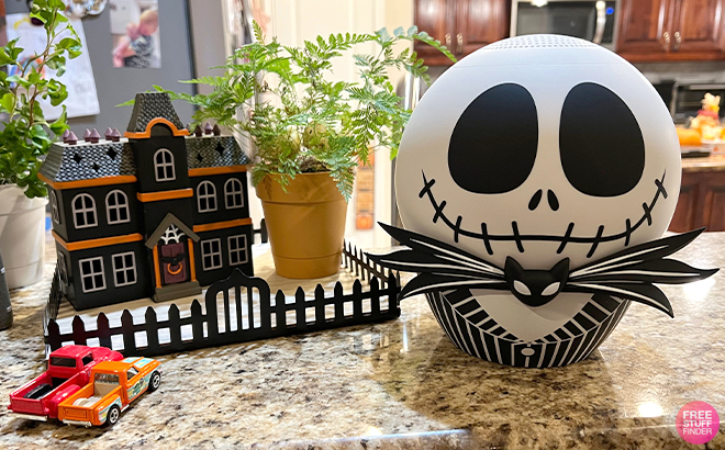 Nightmare Before Christmas Jack Bluetooth Speaker on a Kitchen Countertop