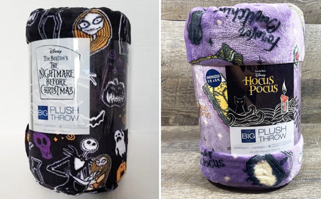 Nightmare Before Christmas and Hocus Pocus Oversized Plush Throws