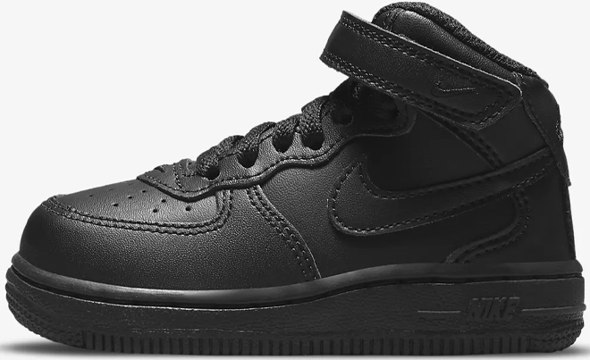 Nike Force 1 Mid LE Baby Toddler Shoes on a Gray Background