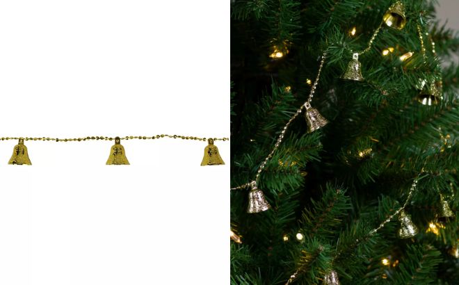 Northlight Bell Beaded Christmas Garland Set on Tree