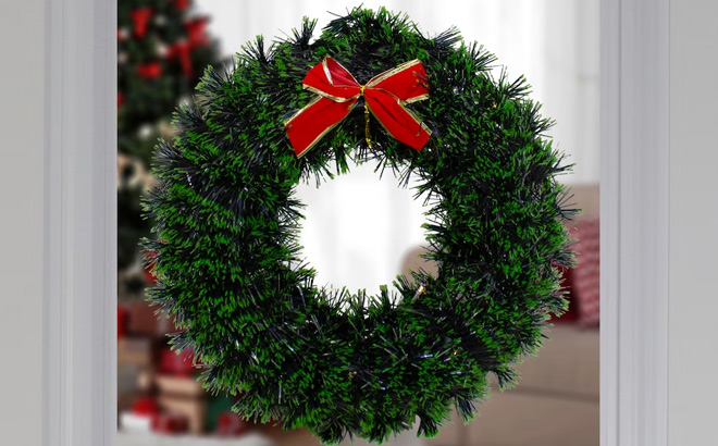 Northlight Christmas Wreath With a Bow on the Door