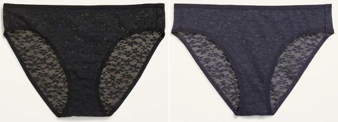 Old Navy Mid Rise Floral Signature Mesh Bikini Underwear for Women in Black Jack and Volcanic Glass Color Old Navy Mid Rise Floral Signature Mesh Bikini Underwear for Women in Black Jack and Volcanic Glass Color