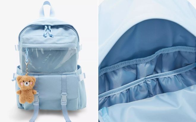 Pastel Blue Bear Plush Backpack