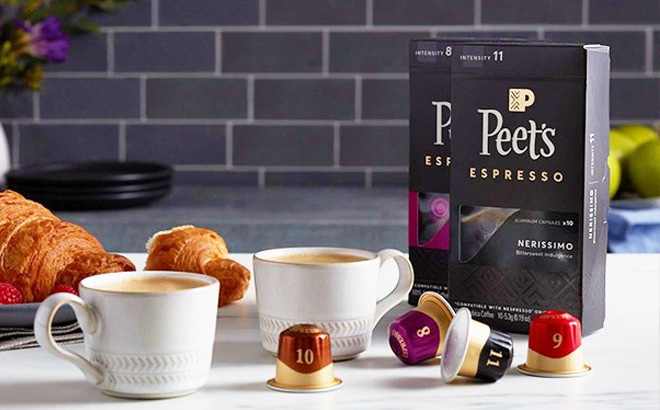 Peets Espresso Pods and Box on the Table