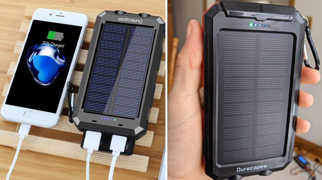 Phone Charging with a Durecopow Solar Power Bank Phone Charging with a Durecopow Solar Power Bank