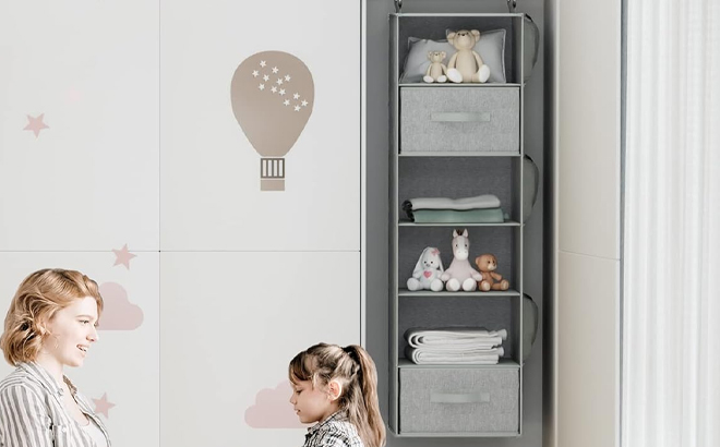 Pipishell Hanging Closet Organizer 6 Shelf in Gray in a Kids Room Pipishell Hanging Closet Organizer 6 Shelf in Gray in a Kids Room