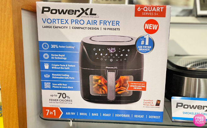 PowerXL Vortex Pro 6 Quart Air Fryer on a Shelf