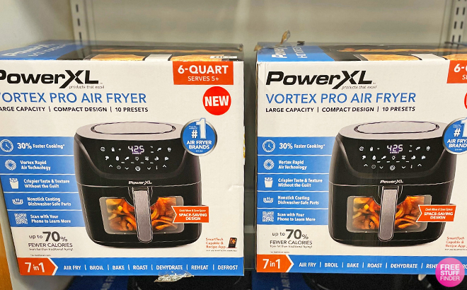 PowerXL Vortex Pro 6 Quart Air Fryers on a Shelf