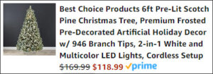 Pre Lit Frosted Artificial Scotch Pine Christmas Tree at Checkout