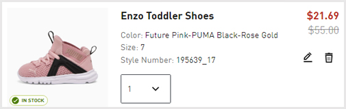 Puma Toddler Shoes Order Summary