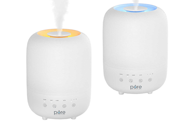 A Photo of Two Pure Enrichment Easy Fill Humidifiers on a White Background