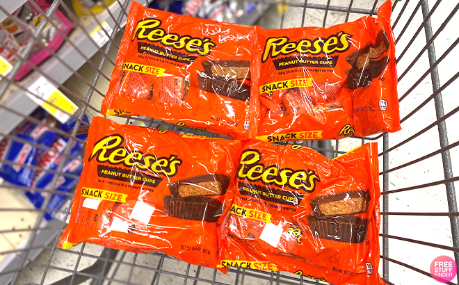 Reeses Peanut Butter Cups Snack Size Candies on a Cart