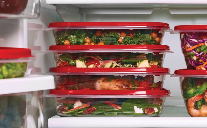 Rubbermaid Plastic Rectangle Food Storage Container in the Fridge