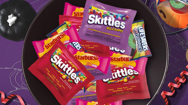 SKITTLES Wild Berry SKITTLES Original STARBUST FaveREDS and LIFE SAVERS Gummy Dia de Los Muertos Halloween Candy
