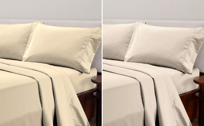 Sanders Microfiber 3 Piece Sheet Set in Wheat and Sand Color