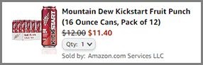 Screenshot of Mountain Dew Fruit Punch 12 Pack Discounted Final Price at Amazon Checkout
