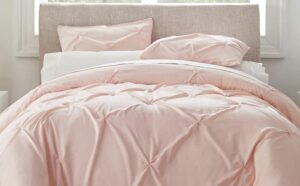 Serta Simply Clean Pleated 3 Piece Solid Duvet Set Pink