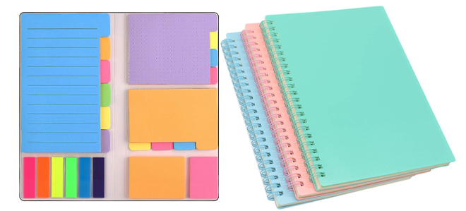 Set Post Self Stick Notes Pads for Journaling Notebook and Spiral Notebook 3 Pcs A5 Thick Plastic Hardcover