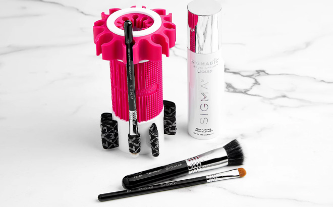 Sigma Beauty Brush Spa Day Set on the Table