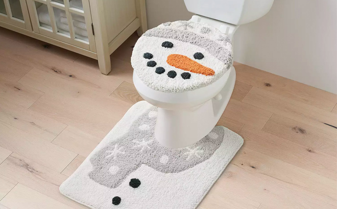 Snowman Holiday Bathroom Rug Set
