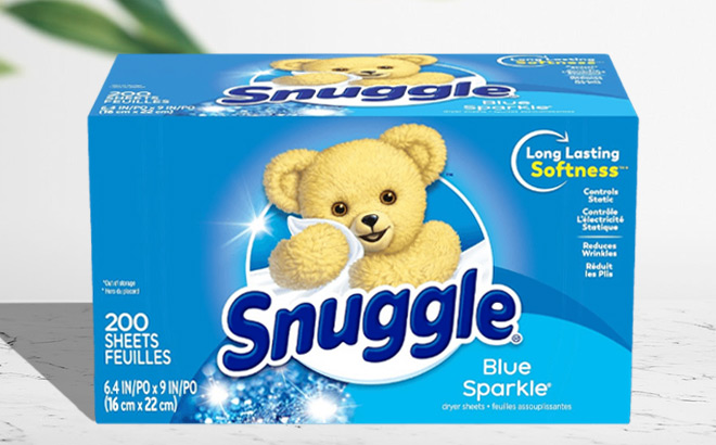 Snuggle Fabric Softener Dryer Sheets on Table