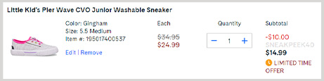 Sperry Kids Wave Washable Shoes Checkout Screenshot Sperry Kids Wave Washable Shoes Checkout Screenshot