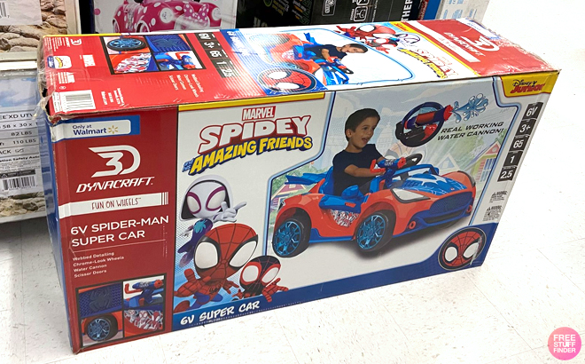 Spider Man Ride On Super Car in the Box at Walmart