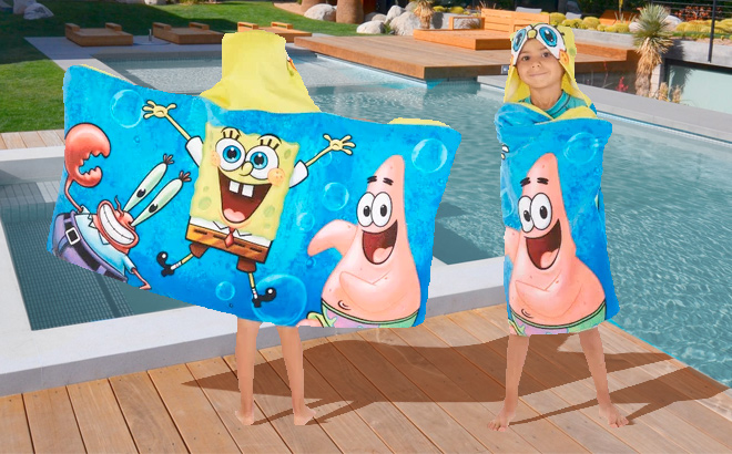 SpongeBob SquarePants Kids Hooded Towel and Character Loofah Sets