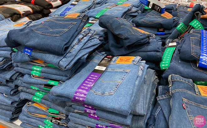 Stack of Levis Mens Jeans at Costco