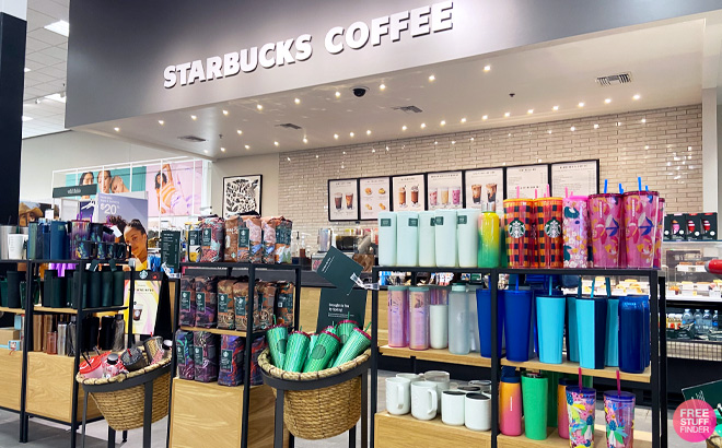 Tumblers and Cups on Display at Starbucks