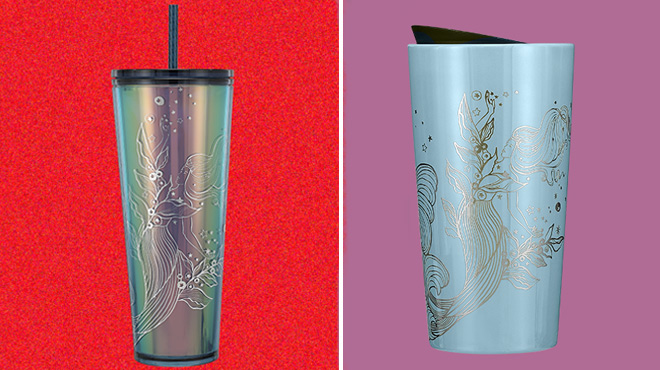 Starbucks Iridescent Siren Cold Cup and Icicle Blue Tumbler