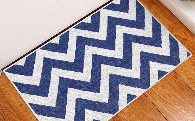 Sussexhome Traverse Collection Cotton Heavy Duty Low Pile Area Rug in Navy Color
