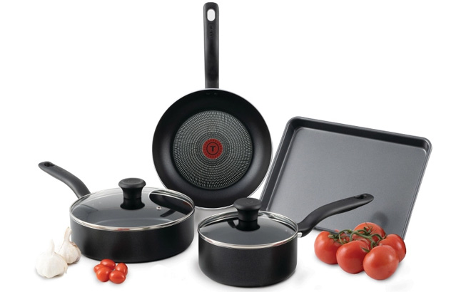 T Fal Simply Cook 6pc Nonstick Aluminum Cookware Set in Black Color