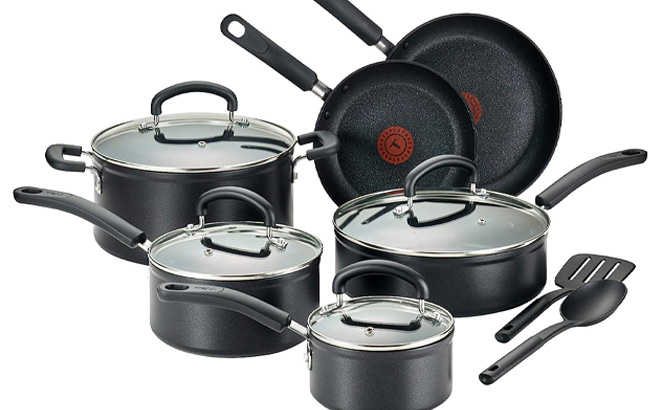 T fal Advanced Nonstick Cookware Set 12 Piece Pots and Pans